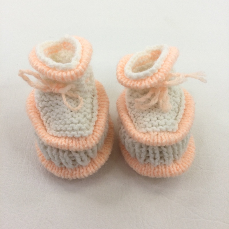 Cream & Peach Booties - Girls 0-3 Months