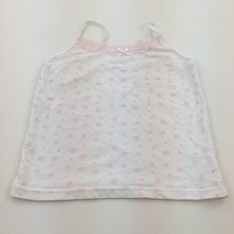 Flowers White & Pink Vest - Girls 6-7 Years