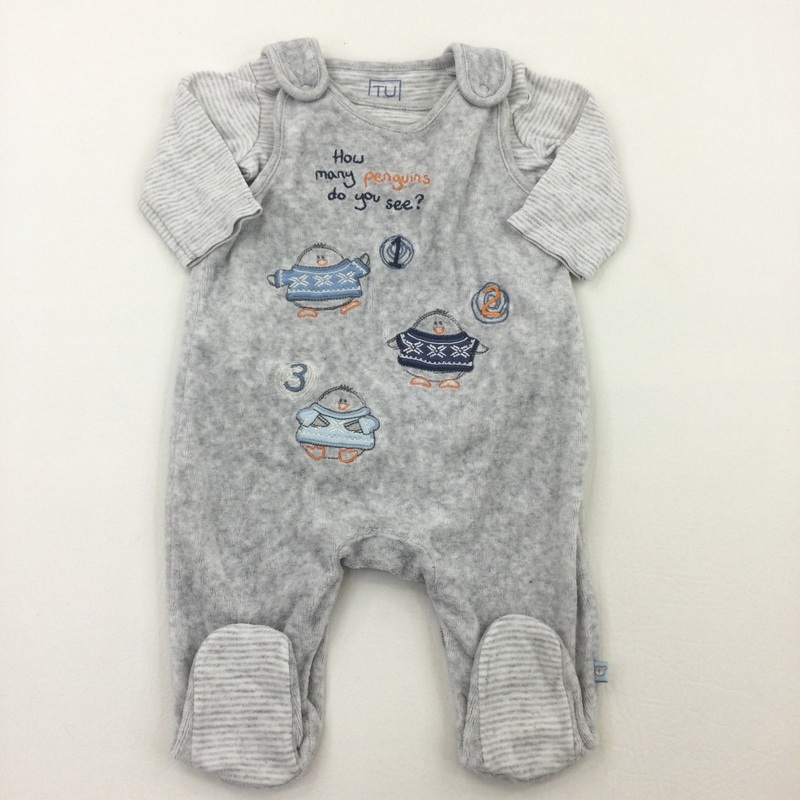 Penguins Dungarees & Long Sleeve Bodysuit - Boys 0-3 Months