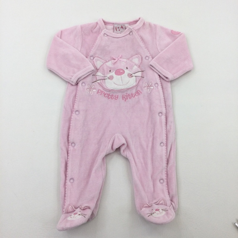 'Pretty Kitten' Pink Babygrow - Girls 0-3 Months