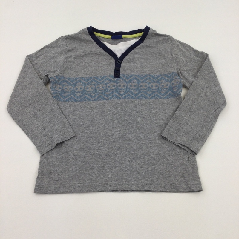 Skulls Grey Long Sleeve Top - Boys 6-7 Years