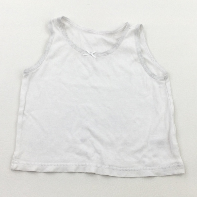White Cotton Vest - Girls 3-4 Years