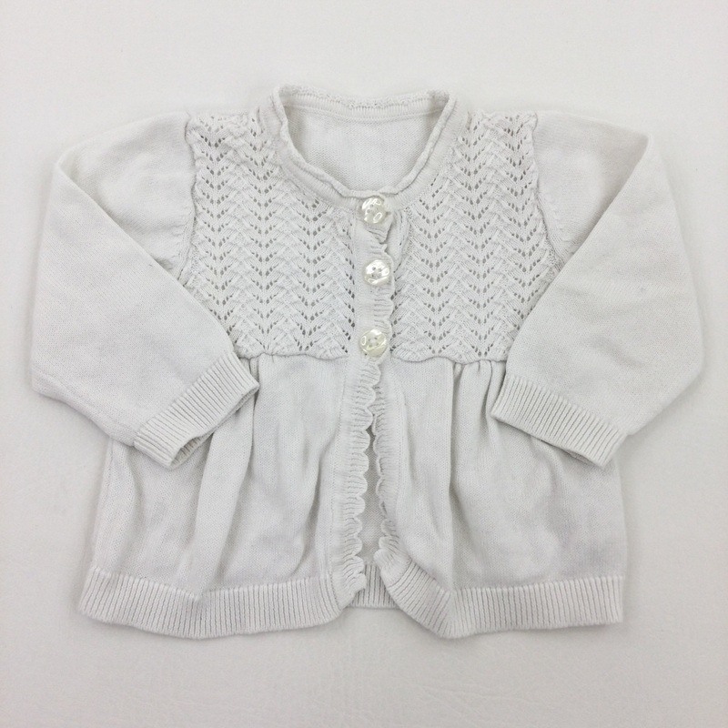 White Knitted Cardigan - Girls 0-3 Months
