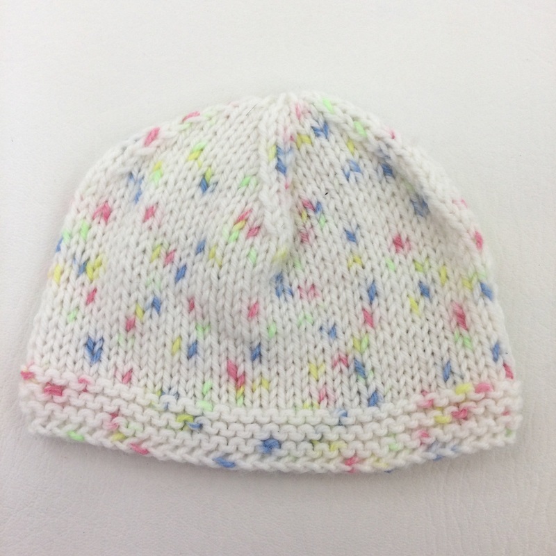 White & Multicoloured Knitted Hat - Girls Newborn