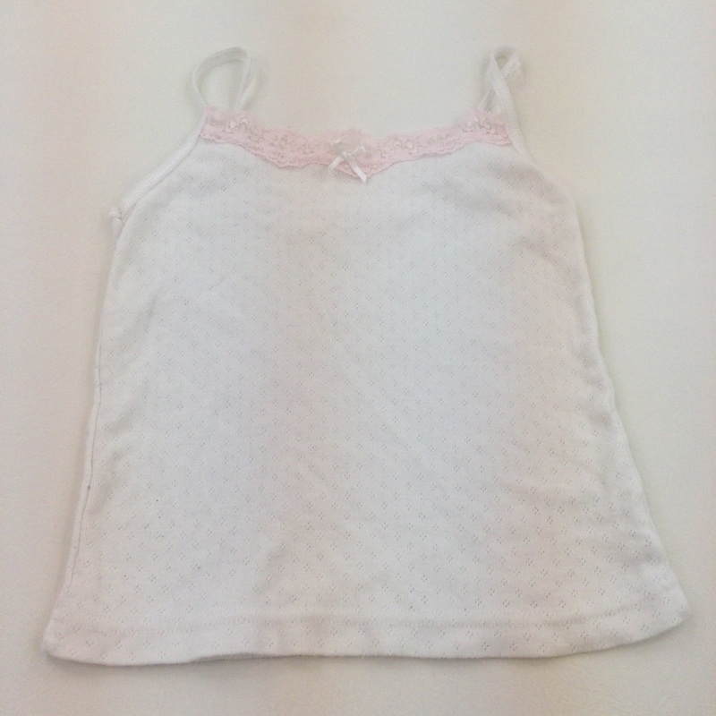 White Vest with Pink Lace Trim - Girls 6-7 Years