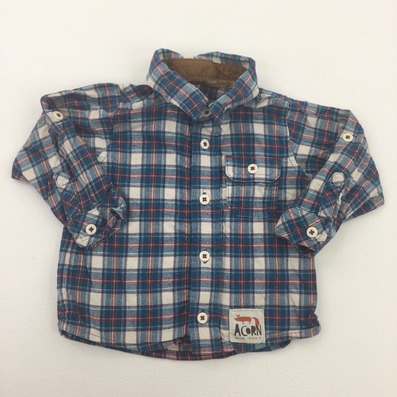 Blue, Cream & Red Check Long Sleeve Shirt - Boys 9-12 Months
