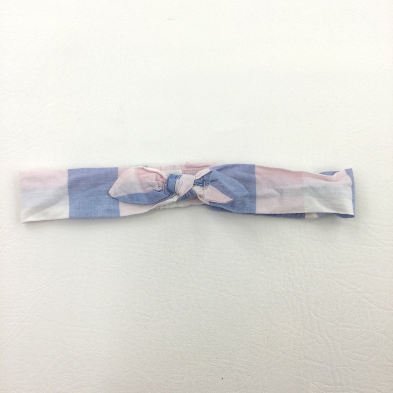 Blue & Pink Check Headband - Girls 9-12 Months