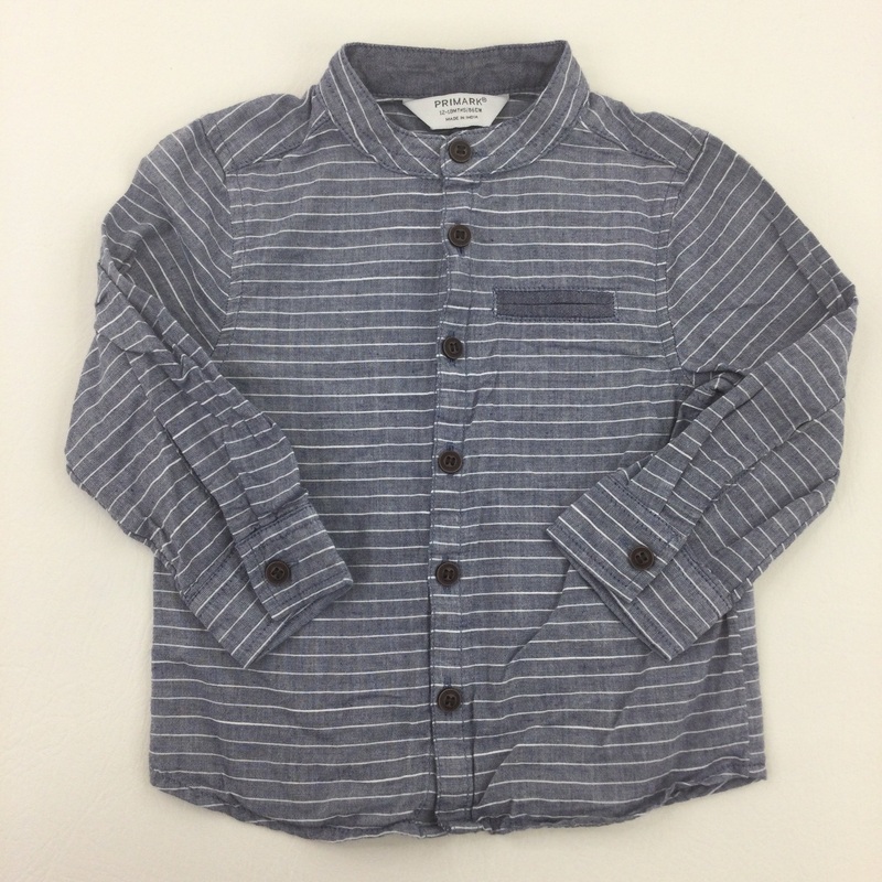 Blue & White Stripe Shirt - Boys 12-18 Months