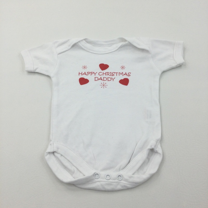 'Happy Christmas Daddy' White Short Sleeve Christmas Bodysuit - Boys/Girls 0-3 Months