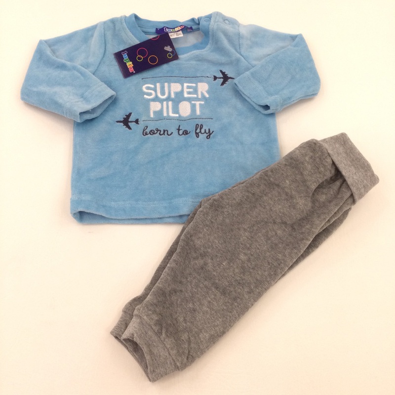 **NEW** 'Super Pilot' Blue Top & Grey Trouser Set - Boys 2-6 Months
