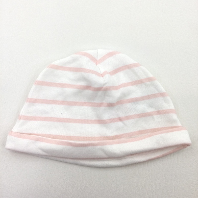 Pink & White Stripe Hat - Girls 9-12 Months