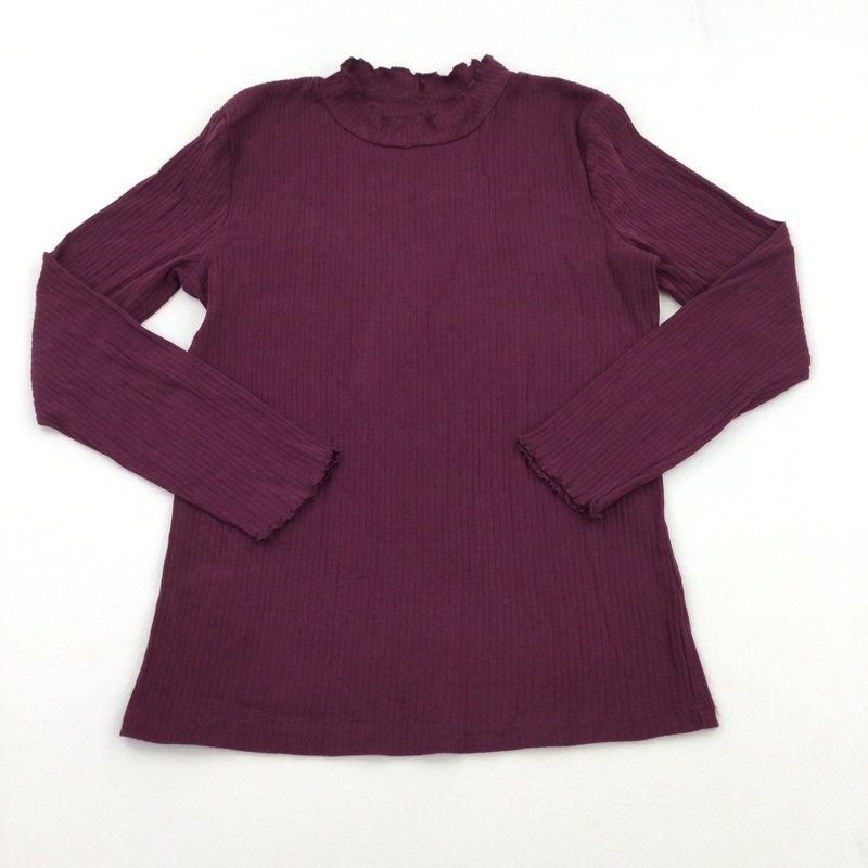 Purple Ribbled Long Sleeve Top - Girls 11-12 Years