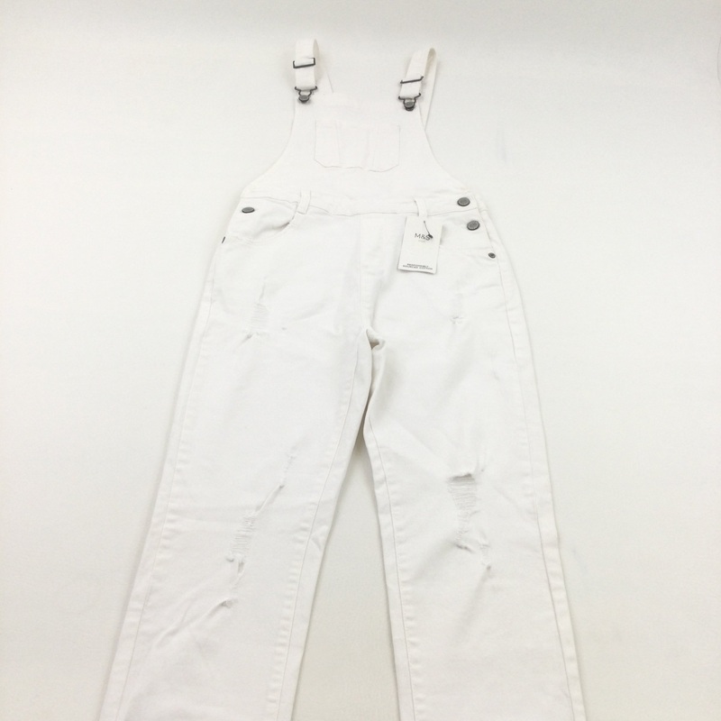 Ripped White Dungarees - Girls 12-13 Years