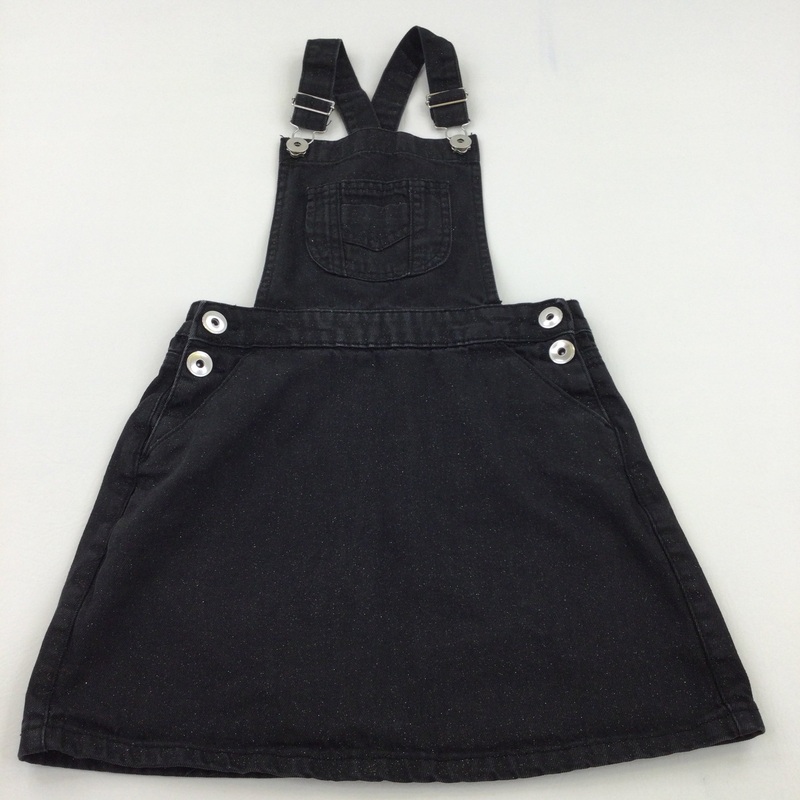 Sparkle Black Denim Dungaree Dress - Girls 11 Years
