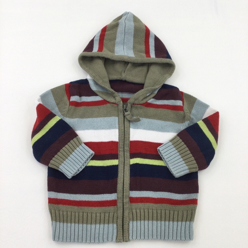 Stripe Zip Up Knitted Hooded Jumper - Boys 3-6 Months