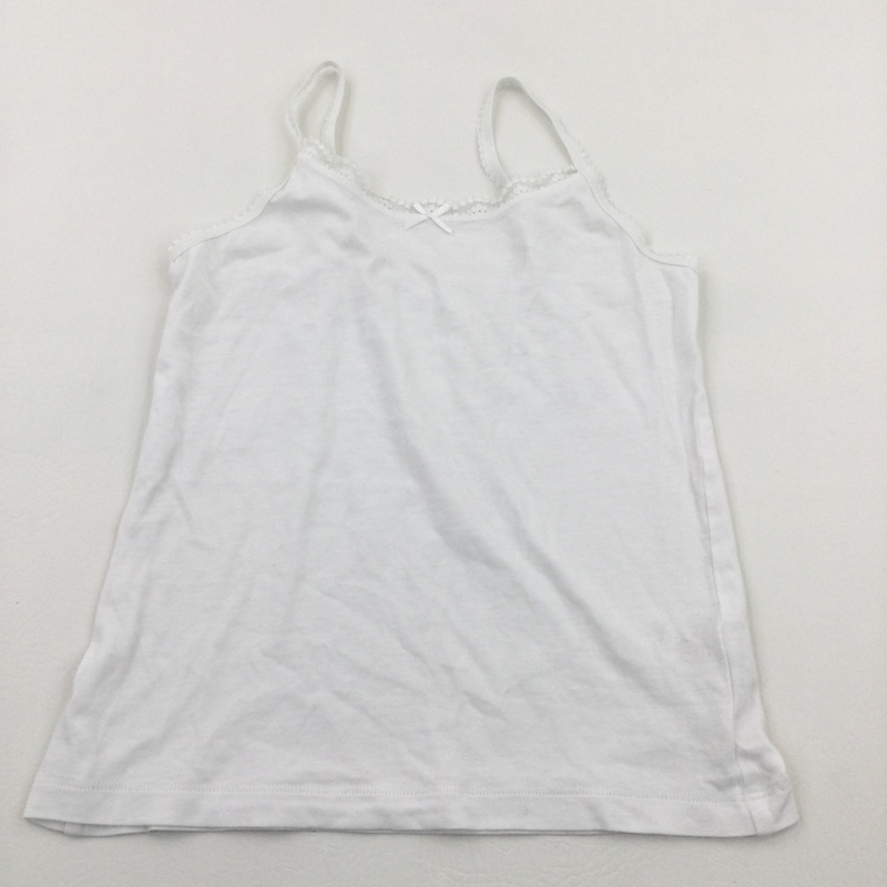 White Vest with Lace Trim - Girls 6-7 Years