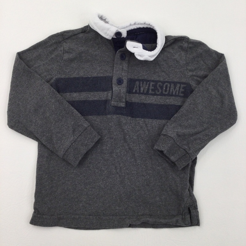 'Awesome' Dark Grey Rugby Shirt - Boys 18-24 Months