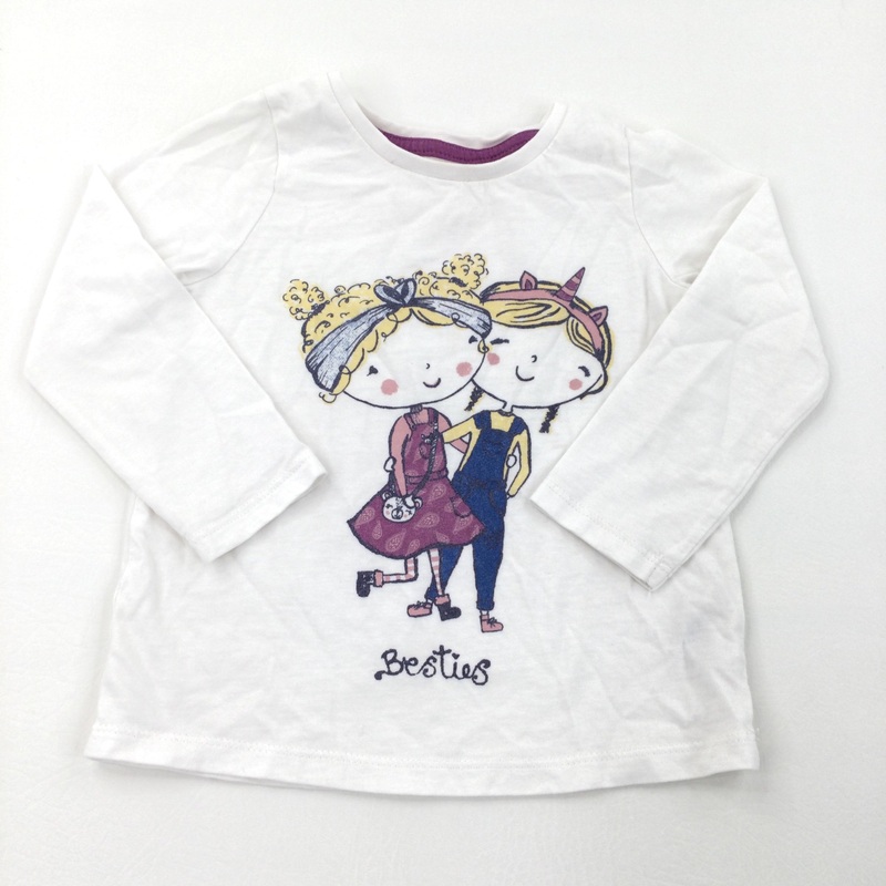 'Besties' White Long Sleeve Top - Girls 3-4 Years