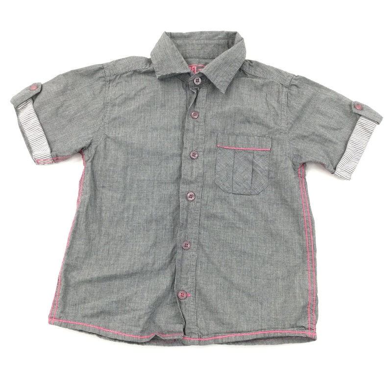 Black, White & Pink Short Sleeve Shirt  - Boys 5-6 Years