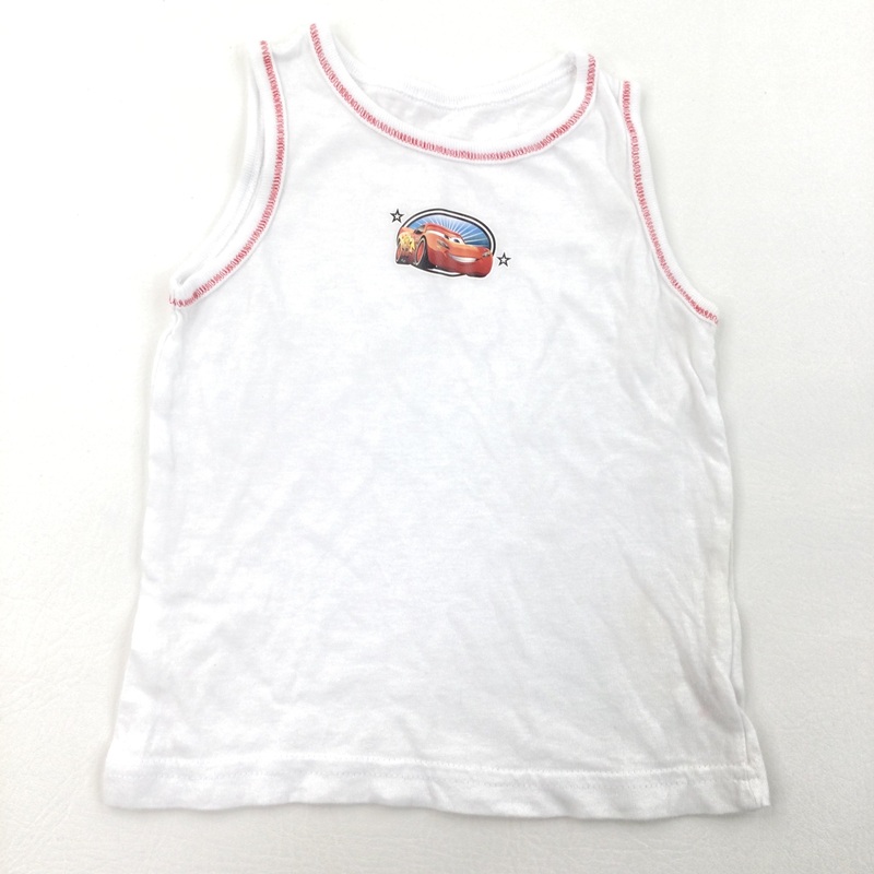Cars White Vest - Boys 2-3 Years