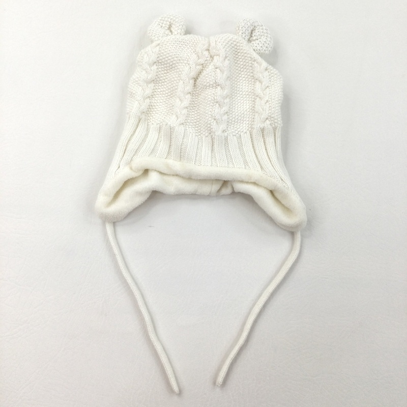 Cream Knitted Hat with Ears - Boys/Girls 2-6 Months