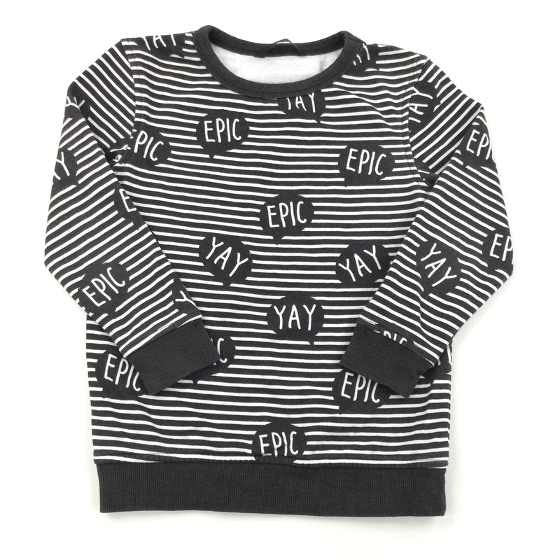 'Epic Yay' Black & White Stripe Sweatshirt - Boys 4-5 Years