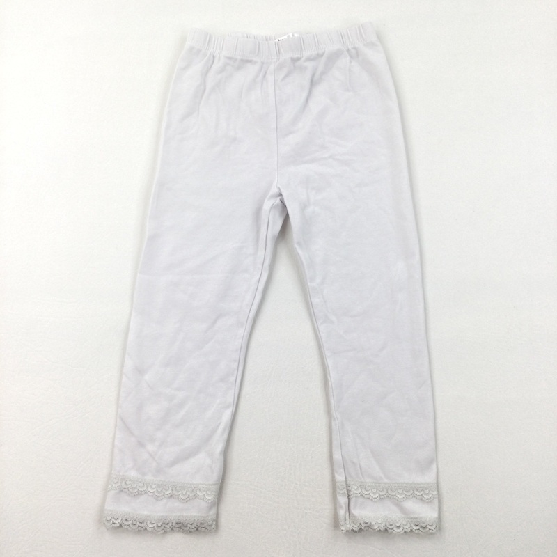 **NEW** White Leggings with Lace Hem - Girls 18-24 Months