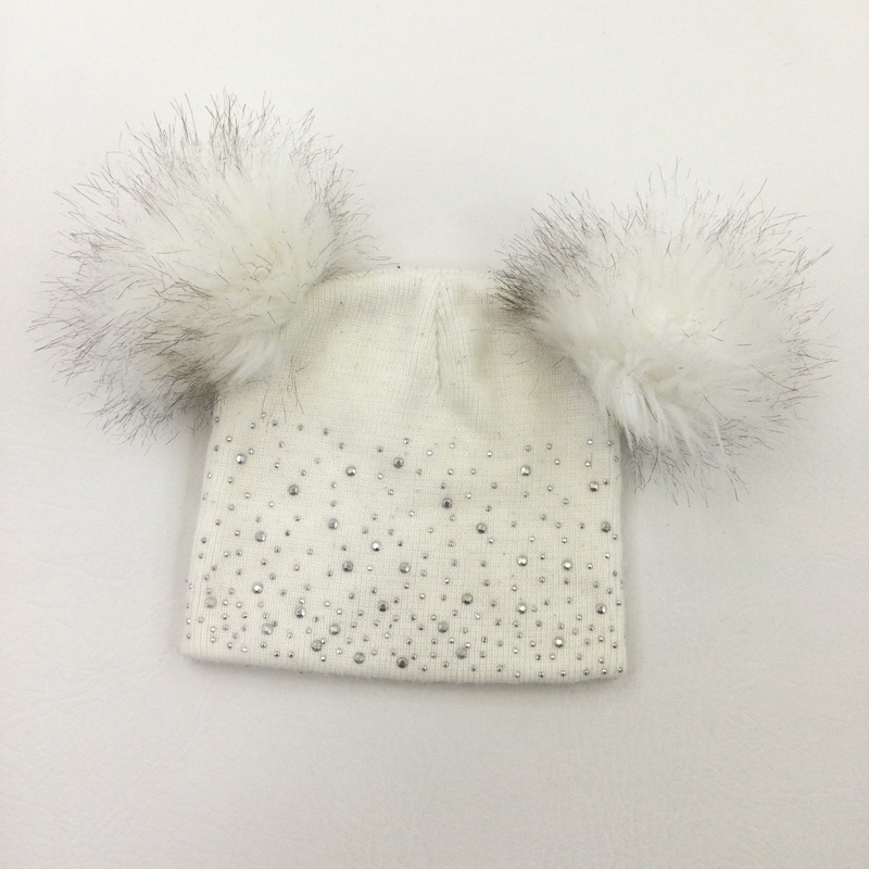 Studded Cream Hat with Removable Bobbles - Girls 12-18 Months
