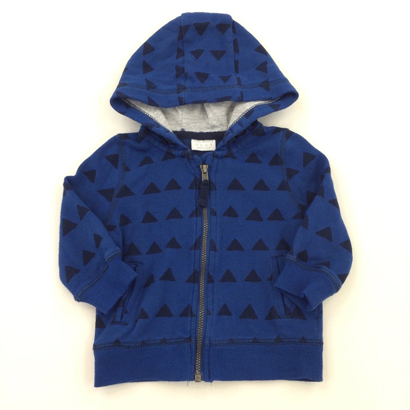 Triangles Blue Zip Up Hoodie - Boys 6-9 Months