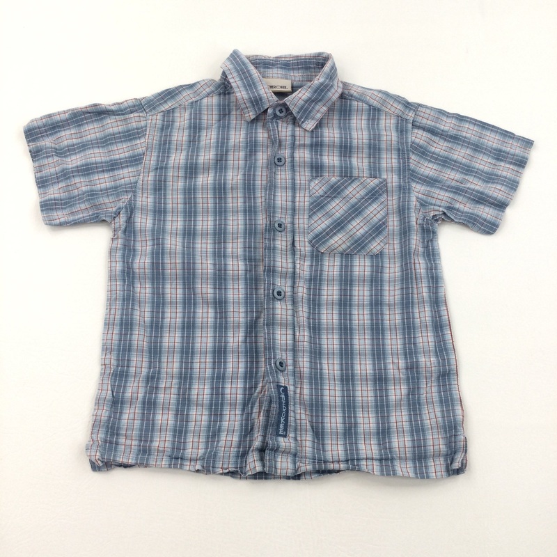 Blue, White & Red Check Short Sleeve Shirt - Boys 2-3 Years