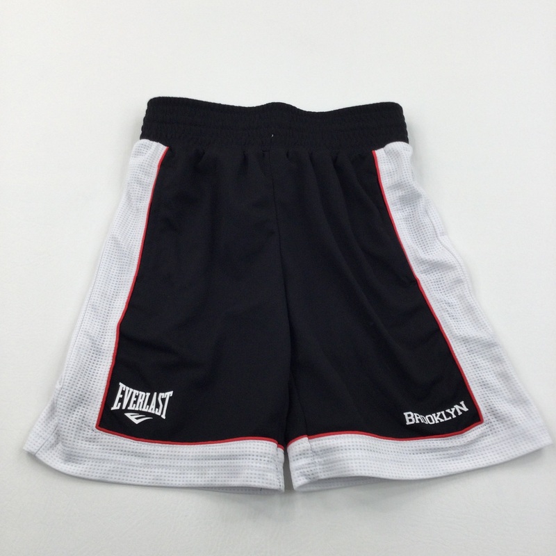 'Brooklyn' Black & White Basketball Shorts - Boys 7-8 Years