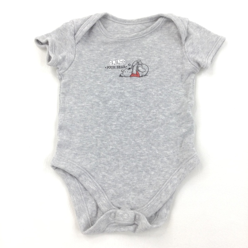 'Hello Pooh Bear' Grey Short Sleeve Bodysuit - Boys/Girls 9-12 Months