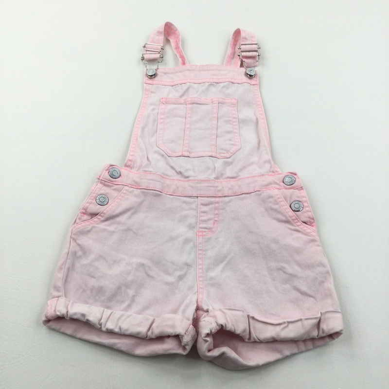 Light Pink Cotton Twill Short Dungarees - Girls 7-8 Years