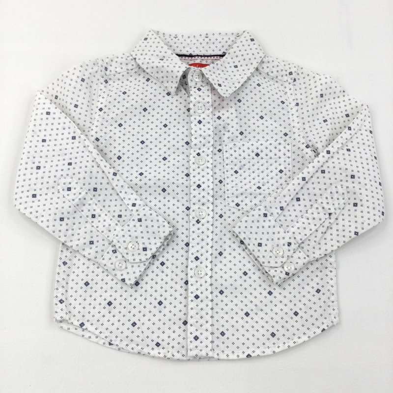 **NEW** Diamonds Navy & White Long Sleeve Shirt  - Boys 2-3 Years