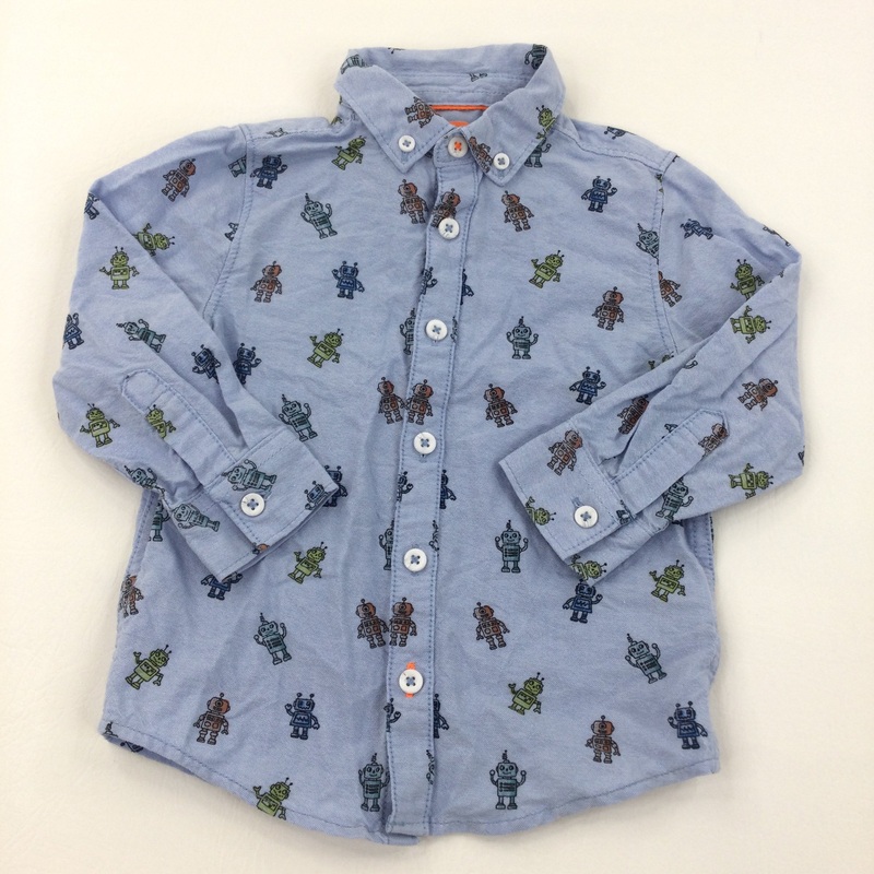 Robots Blue Long Sleeve Shirt - Boys 18-24 Months