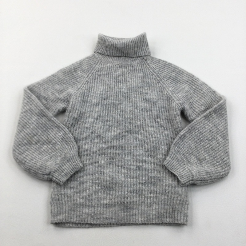 Sparkly Grey Rollneck Knitted Jumper - Girls 5-6 Years