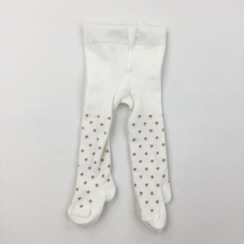 Spotty Gold & White Tights - Girls 0-6 Months