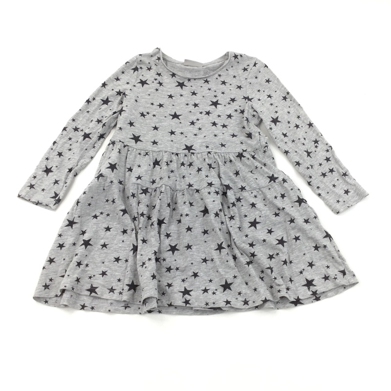 Stars Grey Long Sleeve Dress - Girls 6 Years