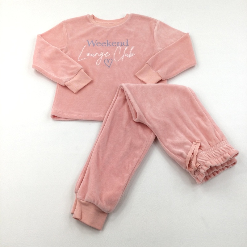 'Weekend Lounge Club' Pink Jumper & Trouser Set - Girls 8-9 Years