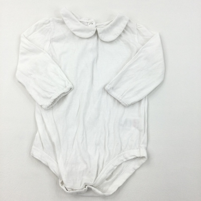 White Collar Long Sleeve Bodysuit - Girls 9-12 Months