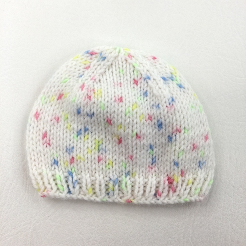 White & Multi Knitted Hat - Girls Newborn