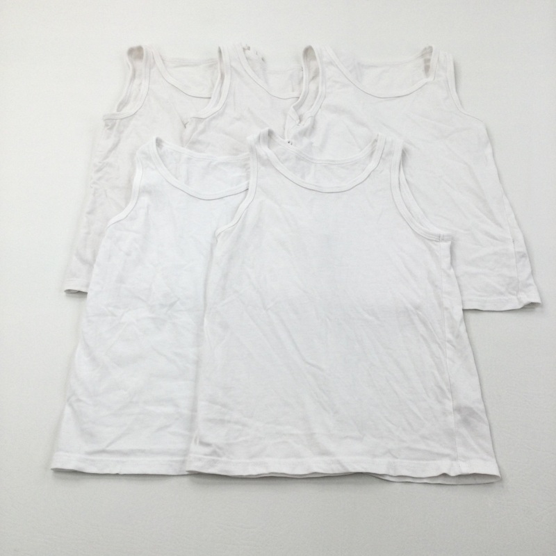 5 Pack White Vests - Boys 6-7 Years