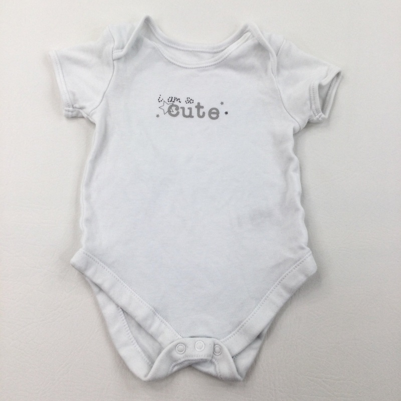 'I Am So Cute' White Short Sleeev Bodysuit - Girls/Boys 9-12 Months