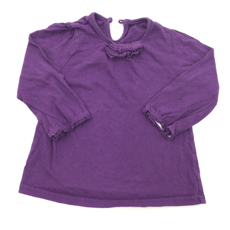 Ruffle Neck Purple Long Sleeve Top - Girls 9-12 Months