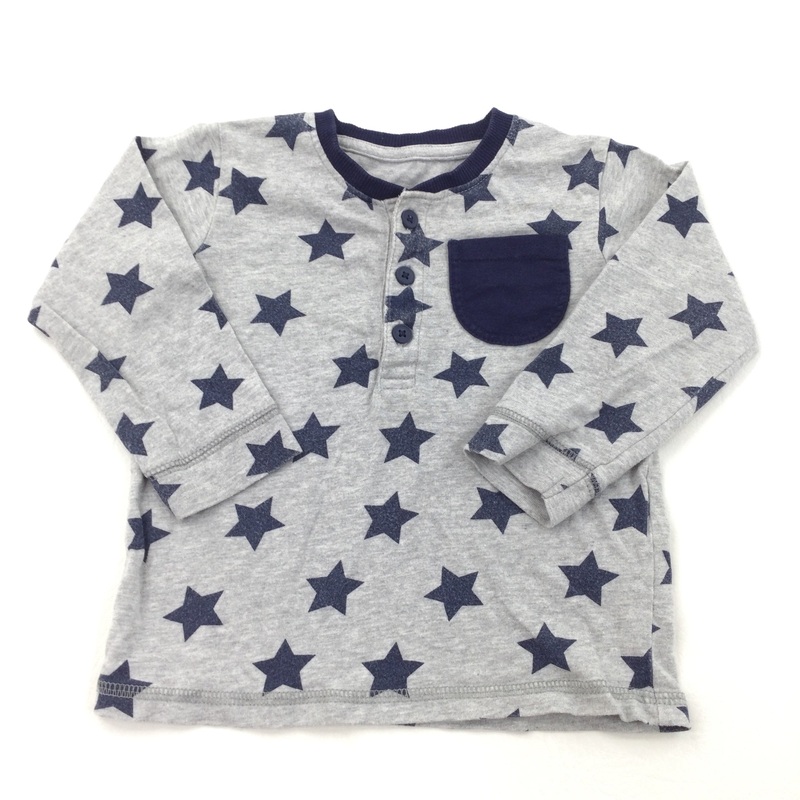 Stars Navy & Grey Long Sleeve Top - Boys 9-12 Months