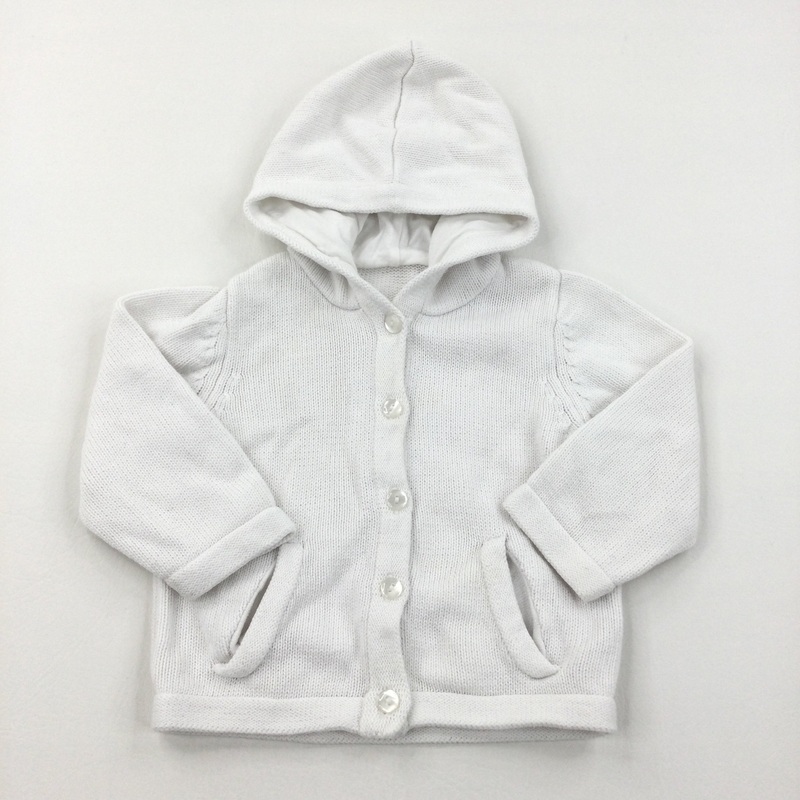 White Hooded Cardigan - Girls 9-12 Months