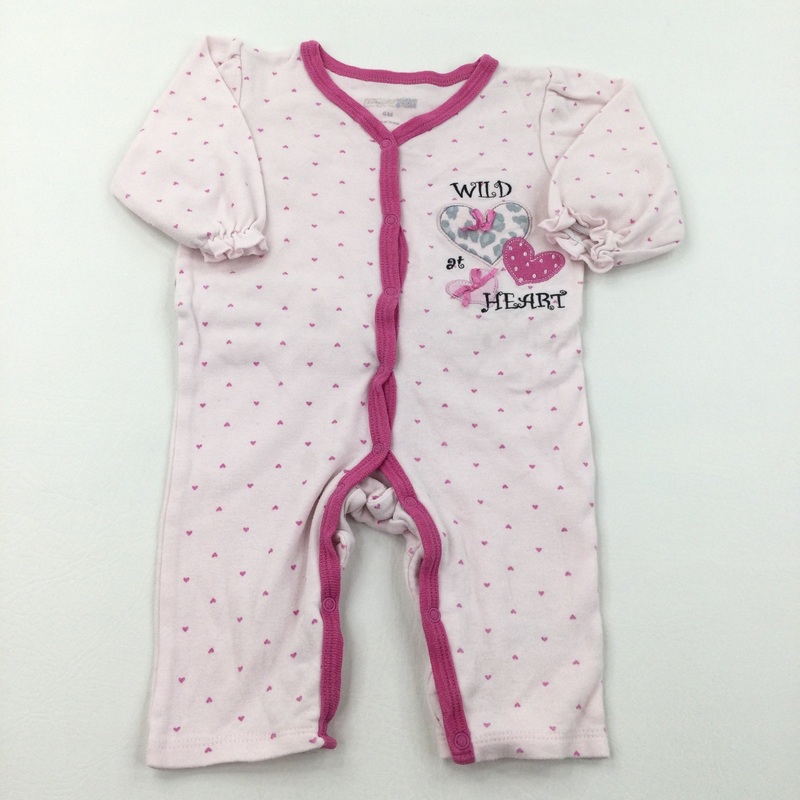 'Wild At Heart' Pink Long Sleeve Romper - Girls 6 Months