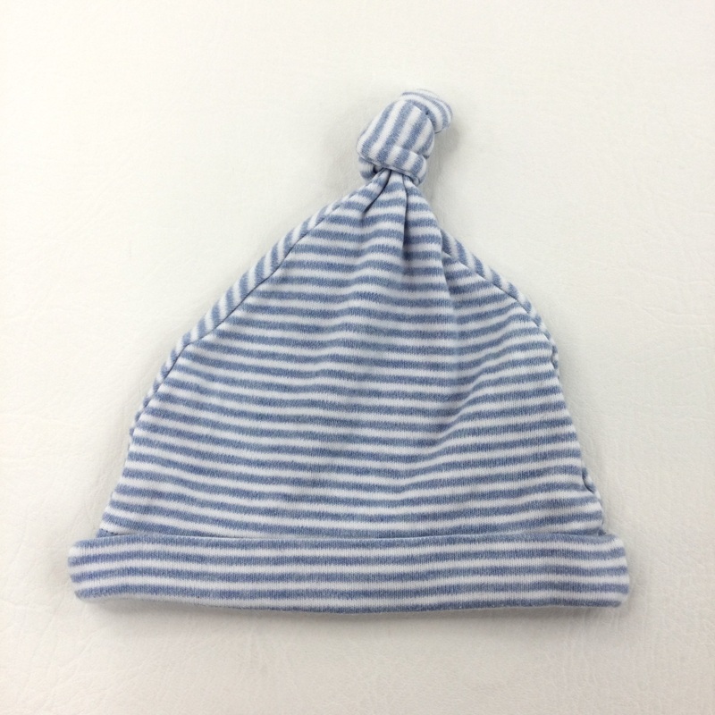 Blue & White Stripe Hat - Boys 0-3 Months