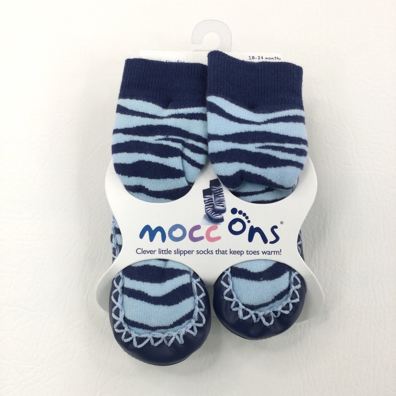 **NEW** Mocc Ons Blue Slipper Socks - Boys 18-24 Months