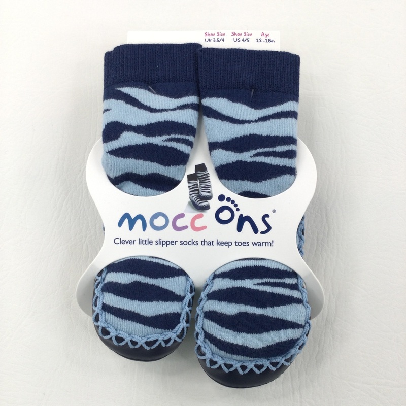 **NEW** Mocc Ons Blue Slipper Socks - Boys 6-12 Months